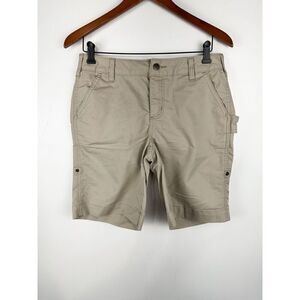 Carhartt Smithville Women Shorts Original Fit  Mid rise Ribbed Waist Khaki 6